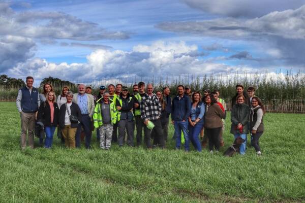 Hillier Nurseries team members standing in production fields at the UK nursery site.