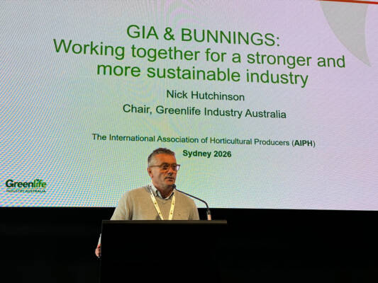 Nick Hutchinson speaking at AIPH Conference Sydney 2026 on retail relationships and industry structure.