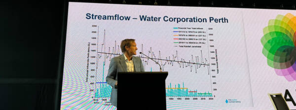 Chris Philpot of The Water Conservancy presenting water data at the AIPH Horticultural Industry Conference in Sydney.