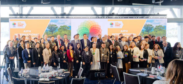 Delegates gather for a group photo at the International Horticultural Expo Conference during the AIPH Meeting in Sydney 2026