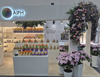 AIPH booth with plants and merchandise at the 2026 Taean International Horticultural-Healing Expo