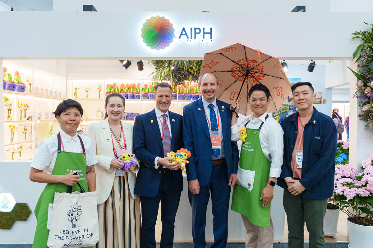 AIPH exhibition stand with team members and partners at Taean Expo 2026