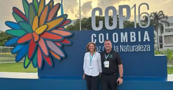 Dr Audrey Timm and Alan White at COP16 in Cali, Colombia