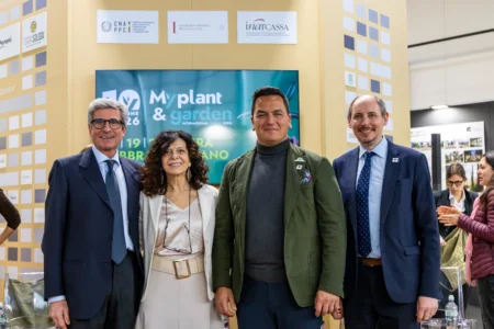 Filippo Faccioli, Valeria Randazzo, Leonardo Capitanio and Tim Briercliffe at Myplant & Garden 2026, Milan.